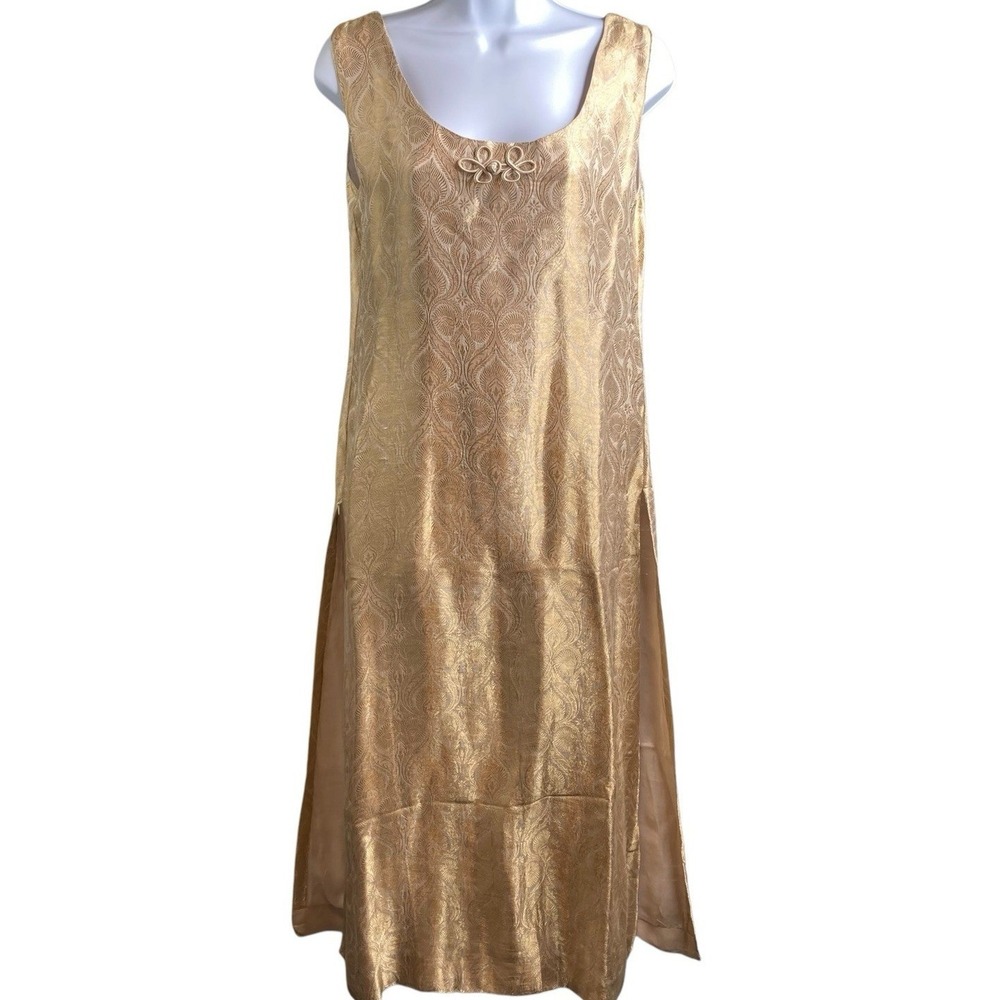 RANA NOMAN Gold Brocade Dress Est. Size S Pakistani Couture Special Occasions